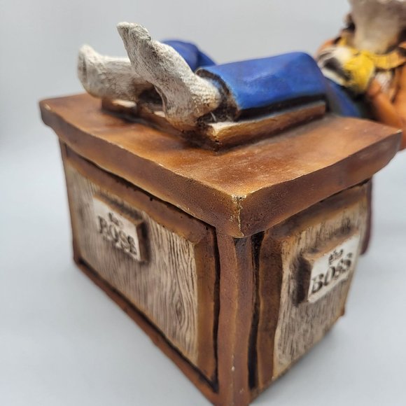 Vintage 1988 THE BOSS Sleeping Cowboy Resin Desk Figurine - Picture 3 of 6
